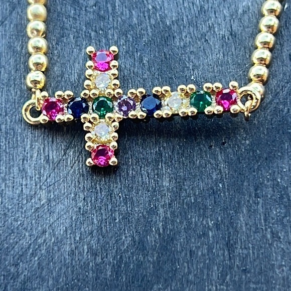 Rainbow Cross 24k gold plated bracelet - Picture 2 of 7